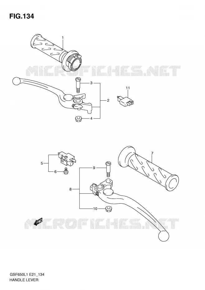 LEVIERS - POIGNEES (GSF650SUAL1 E21) Suzuki MOTO 650 BANDIT 2011  GSF650SAL1(E21)