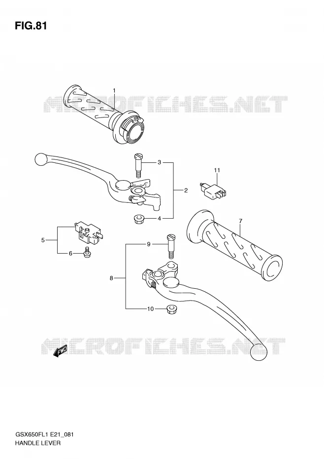LEVIERS - POIGNEES (GSX650FAL1 E21) Suzuki MOTO 650 GSX-F 2011  GSX650FL1(E21)