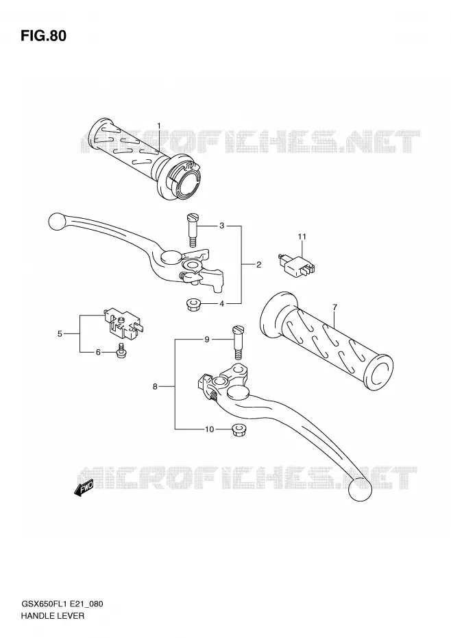LEVIERS - POIGNEES (GSX650FUL1 E24) Suzuki MOTO 650 GSX-F 2011  GSX650FUAL1(E21)
