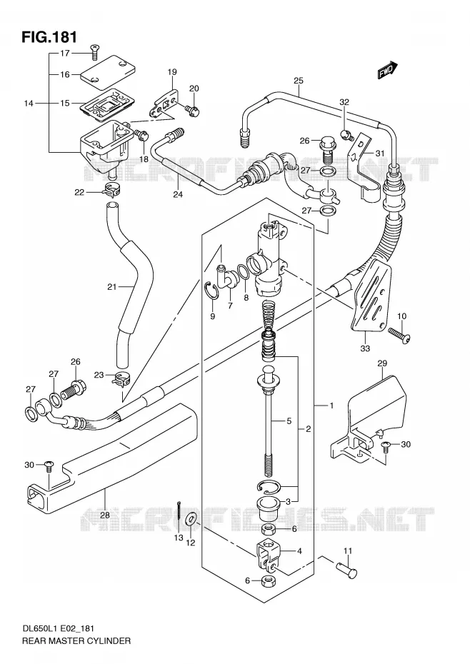 MAITRE CYLINDRE DE FREIN ARRIERE (DL650AL1 E19) Suzuki MOTO 650 V-STROM 2011  DL650AL1(E2)