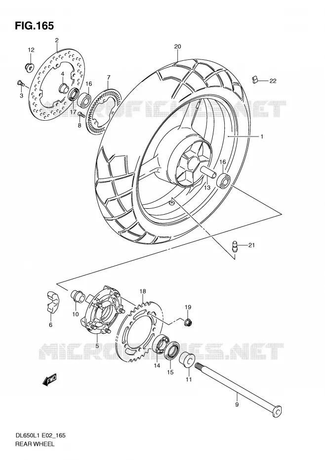 ROUE ARRIERE (DL650AL1 E19) Suzuki MOTO 650 V-STROM 2011  DL650AL1(E2)