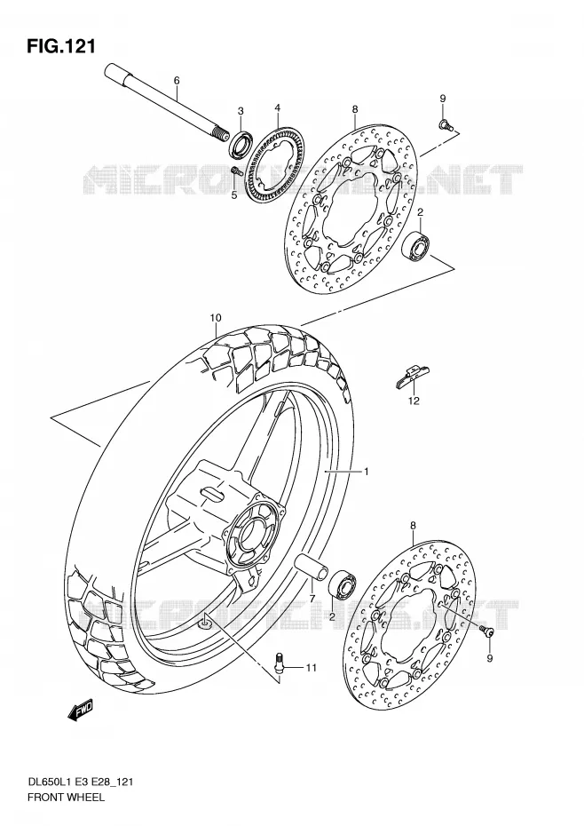 ROUE AVANT (DL650AL1 E3) Suzuki MOTO 650 V-STROM 2011  DL650AL1(E3)