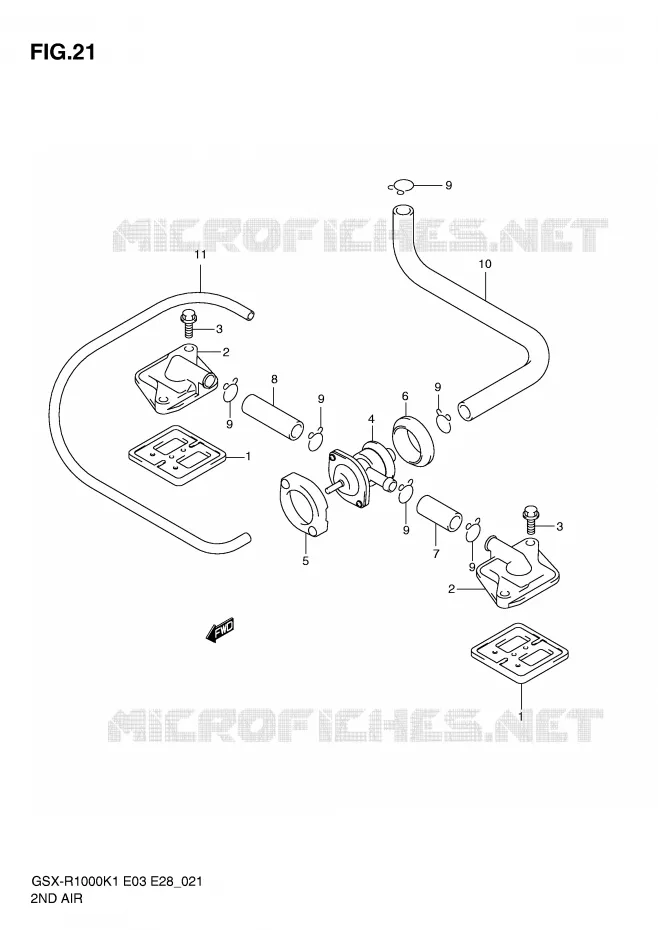 SYSTEME RECYCLAGE GAZ ECHAPPEMENT Suzuki MOTO 1000 GSX-R 2001  GSX-R1000K1(E3/E28)