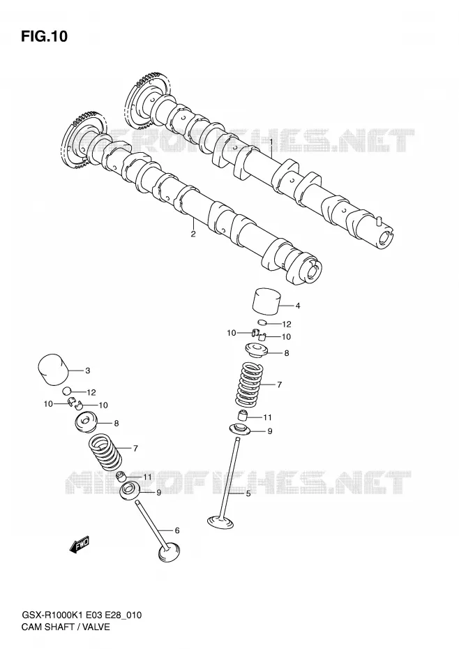 ARBRE A CAMES - SOUPAPES Suzuki MOTO 1000 GSX-R 2001  GSX-R1000K1(E3/E28)