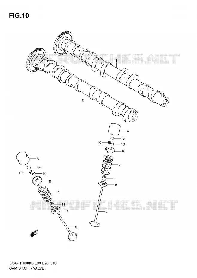 ARBRE A CAMES - SOUPAPES Suzuki MOTO 1000 GSX-R 2003  GSX-R1000 K3 (E03,E28,E33)
