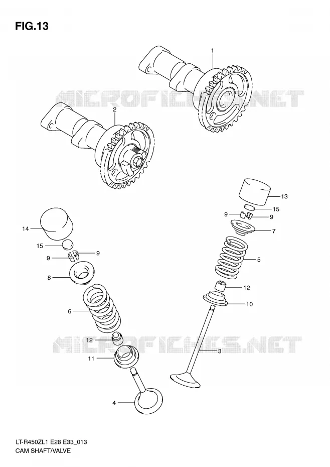 ARBRE A CAMES - SOUPAPES Suzuki QUAD 450 QUADRACER 2011  LT-R450L1(E28/E33)