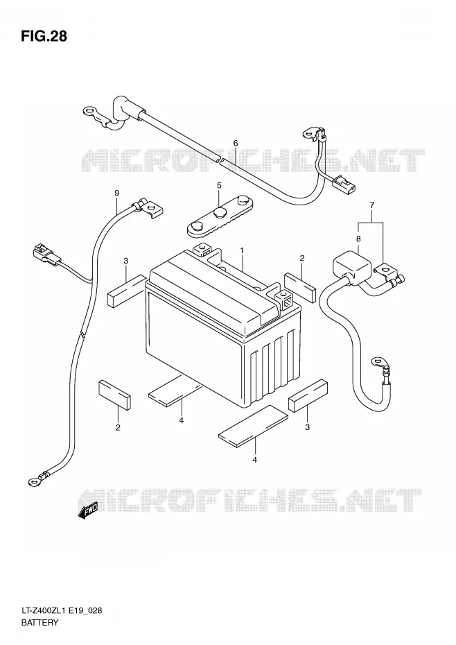 BATTERIE Suzuki QUAD 400 QUADSPORT 2011  LT-Z400L1(E19)