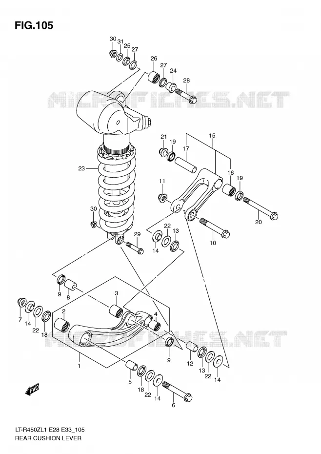 BIELLETTE DE SUSPENSION ARRIERE (LT-R450L1 E28) Suzuki QUAD 450 QUADRACER 2011  LT-R450ZL1(E28/E33)