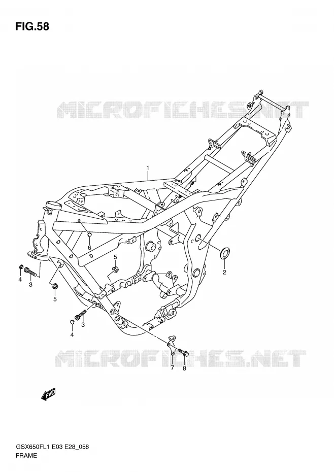 CADRE Suzuki MOTO 650 GSX-F 2011  GSX650FAL1(E3/E28)