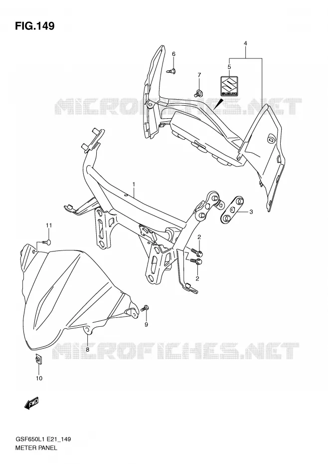 CARENAGE - SUPPORT DE COMPTEUR (GSF650SAL1 E21) Suzuki MOTO 650 BANDIT 2011  GSF650SL1(E21)