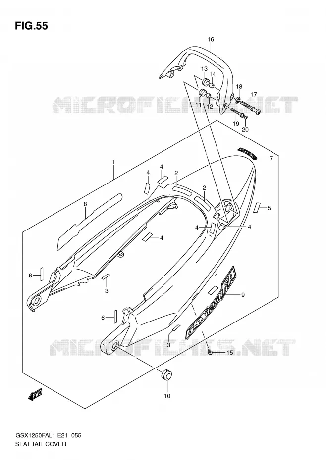 CARENAGE ARRIERE - CAPOT DE SELLE Suzuki MOTO 1250 GSX-F 2012  GSX1250FAL1(E21)