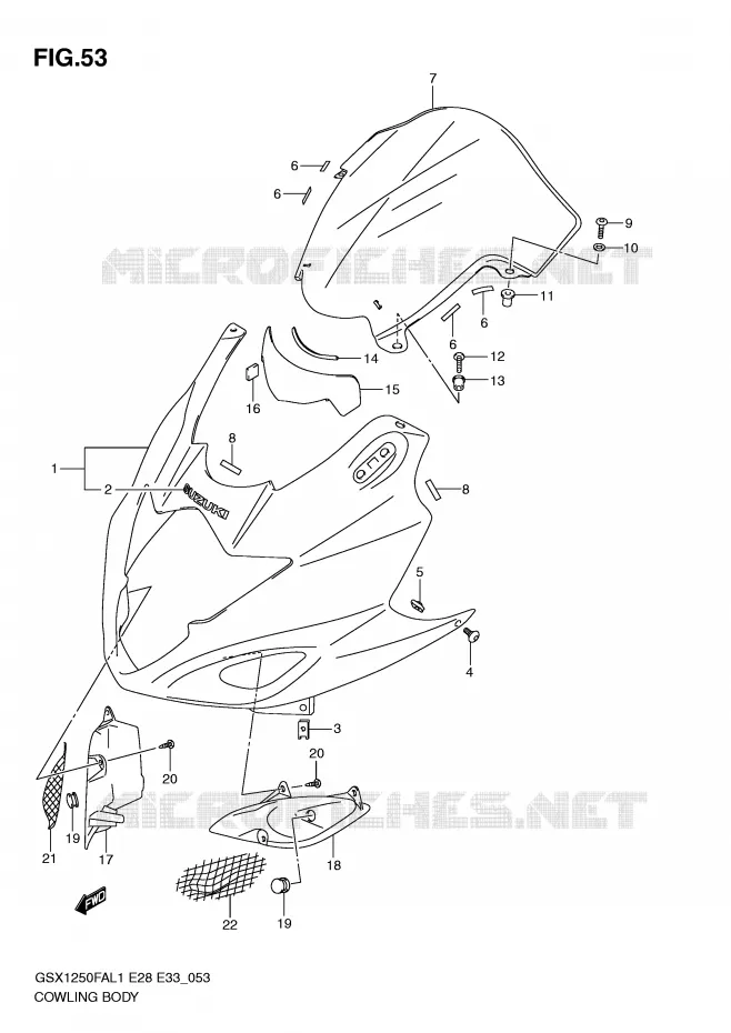 CARENAGES - ETIQUETTES Suzuki MOTO 1250 GSX-F 2011  GSX1250FAL1(E28)
