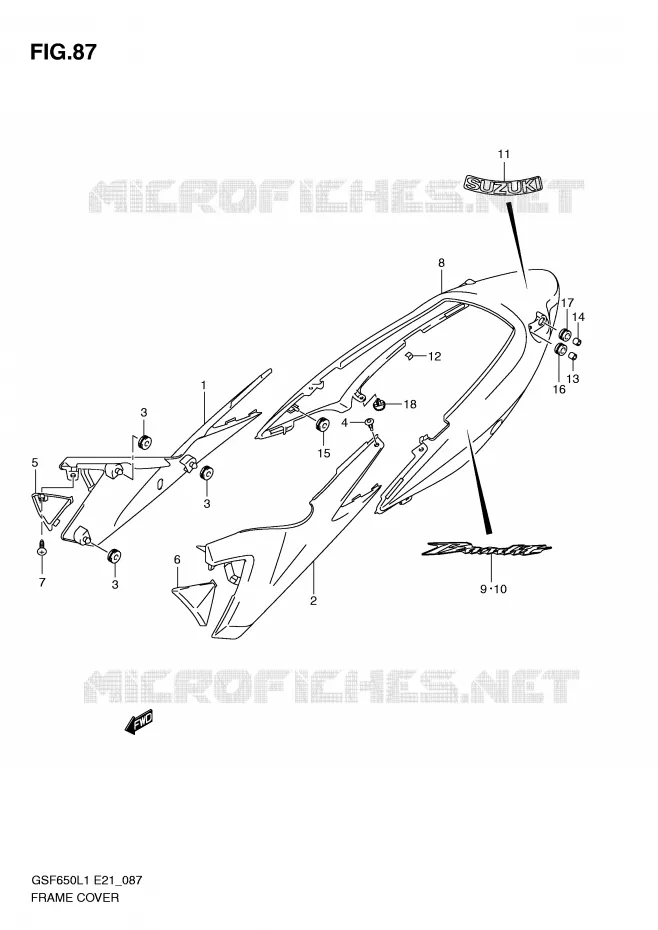 CARENAGES (GSF650L1 E21) Suzuki MOTO 650 BANDIT 2011  GSF650SL1(E21)