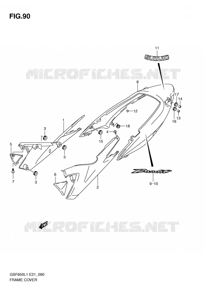CARENAGES (GSF650UAL1 E21) Suzuki MOTO 650 BANDIT 2011  GSF650SL1(E21)
