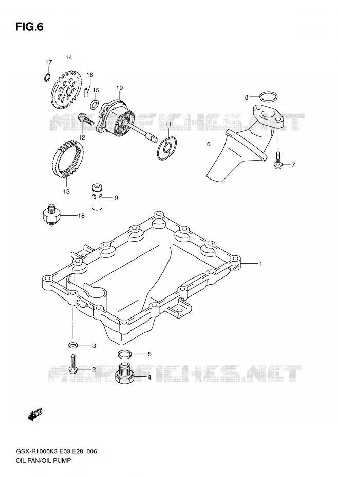 CARTER INFERIEUR - POMPE A HUILE Suzuki MOTO 1000 GSX-R 2003  GSX-R1000K3(E3/E28)