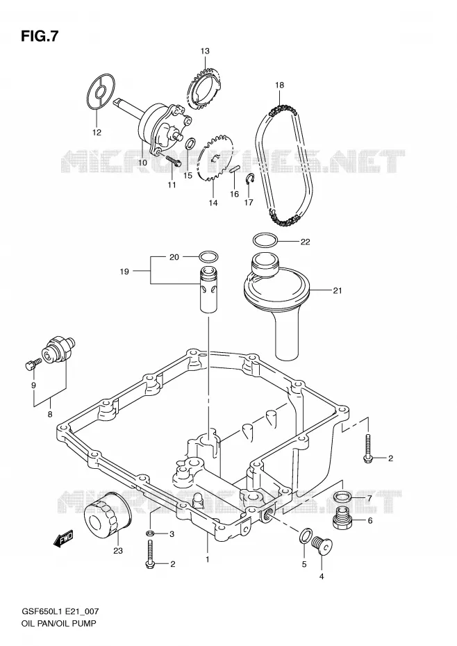 CARTER INFERIEUR - POMPE A HUILE Suzuki MOTO 650 BANDIT 2011  GSF650SL1(E21)