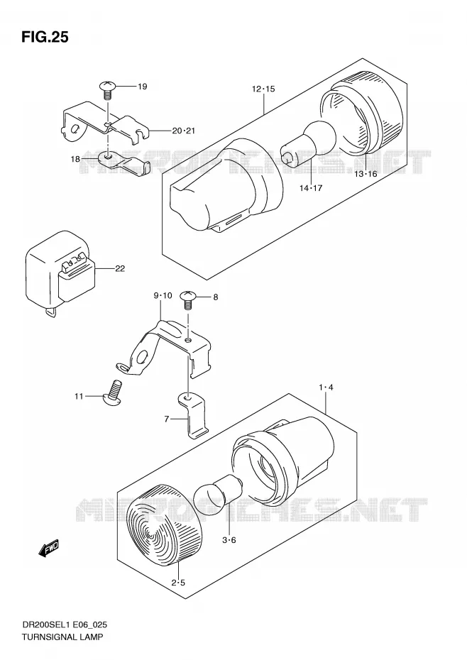 CLIGNOTANTS (DR200SEL1 E6) Suzuki MOTO 200 DR 2011  DR200SEL1(E6)