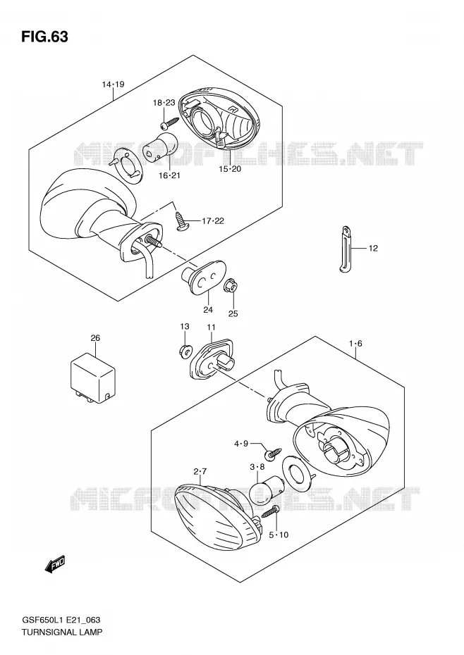 CLIGNOTANTS (GSF650SUL1 E21) Suzuki MOTO 650 BANDIT 2011  GSF650SAL1(E21)
