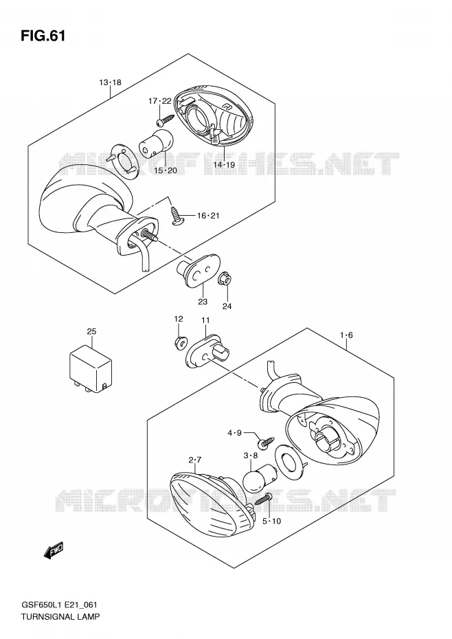 CLIGNOTANTS (GSF650UAL1 E21) Suzuki MOTO 650 BANDIT 2011  GSF650SAL1(E21)