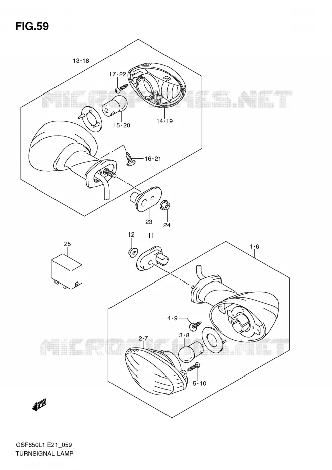 CLIGNOTANTS (GSF650UL1 E21) Suzuki MOTO 650 BANDIT 2011  GSF650AL1(E21)