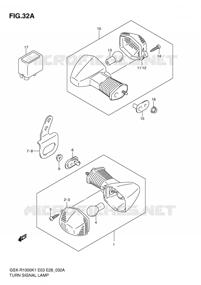 CLIGNOTANTS (GSX-R1000K2) Suzuki MOTO 1000 GSX-R 2002  GSX-R1000 K2 (E03,E28,E33)