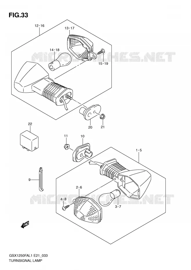 CLIGNOTANTS Suzuki MOTO 1250 GSX-F 2012  GSX1250FAL1(E21)