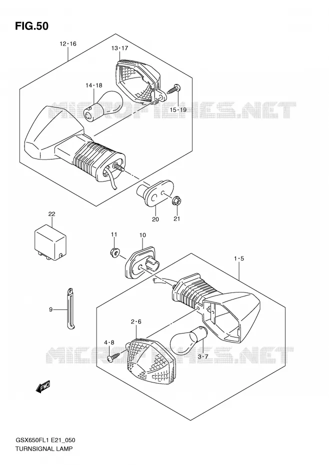 CLIGNOTANTS Suzuki MOTO 650 GSX-F 2011  GSX650FUL1(E21)