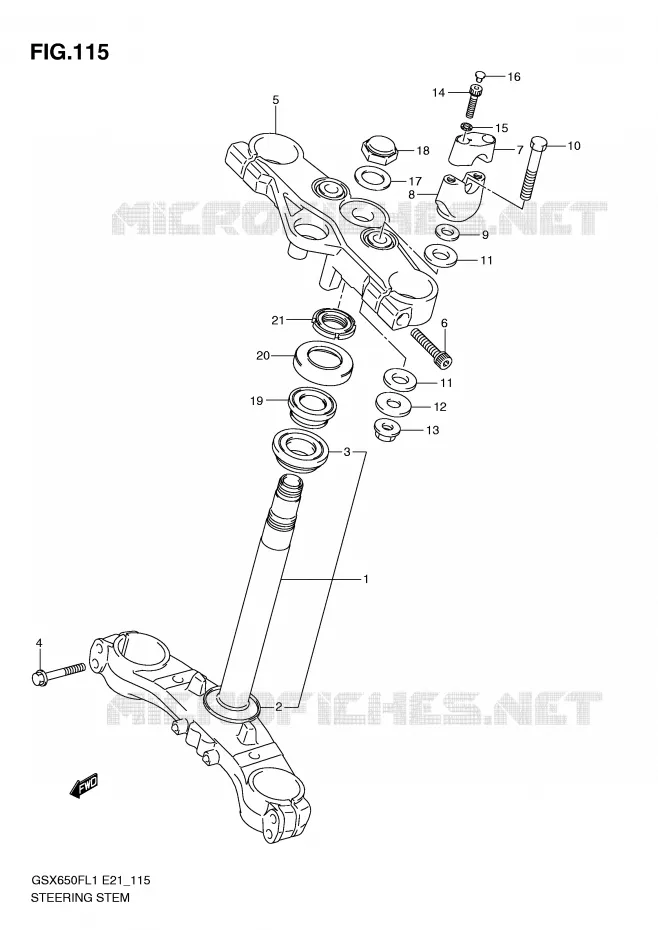 COLONNE DE DIRECTION (GSX650FAL1 E21) Suzuki MOTO 650 GSX-F 2011  GSX650FAL1(E21)