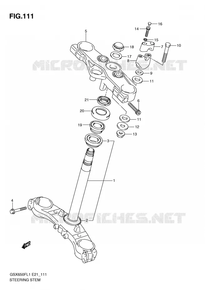 COLONNE DE DIRECTION (GSX650FL1 E21) Suzuki MOTO 650 GSX-F 2011  GSX650FUAL1(E21)