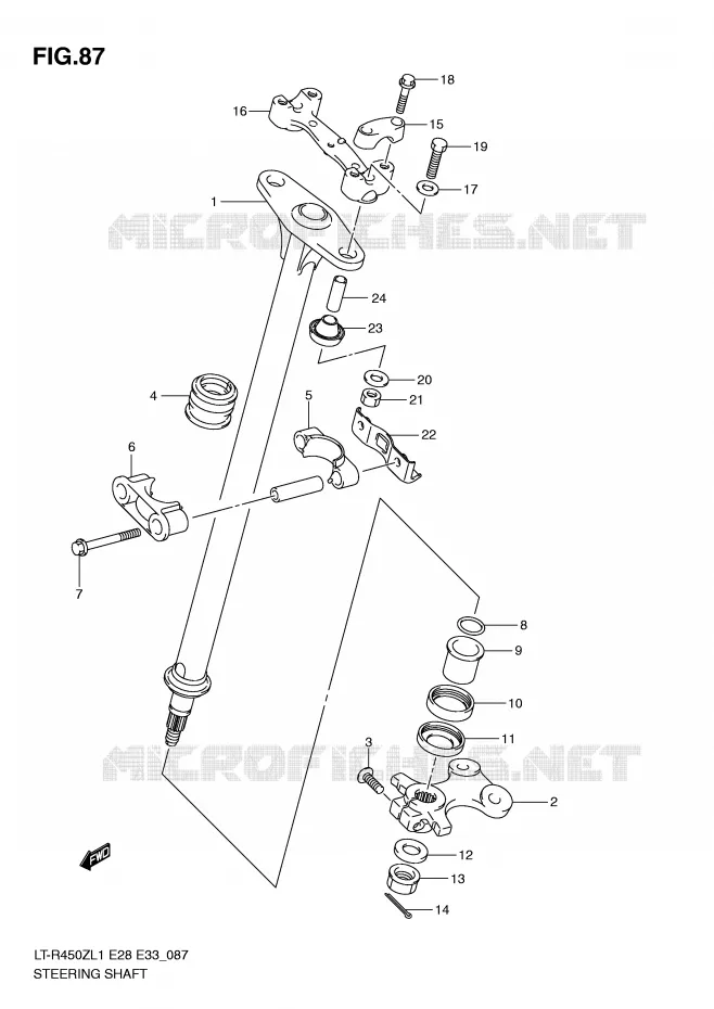 COLONNE DE DIRECTION Suzuki QUAD 450 QUADRACER 2011  LT-R450L1(E28/E33)