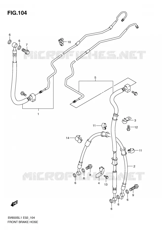 DURITE DE FREIN AVANT (SV650SAL1 E24) Suzuki MOTO 650 SV 2011  SV650SAL1(E2)
