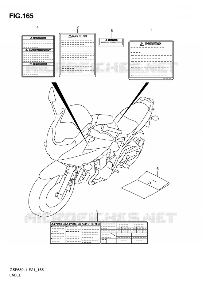 ETIQUETTE (GSF650SAL1 E21) Suzuki MOTO 650 BANDIT 2011  GSF650SAL1(E21)