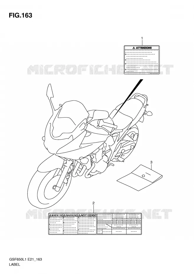 ETIQUETTE (GSF650SL1 E21) Suzuki MOTO 650 BANDIT 2011  GSF650L1(E21)
