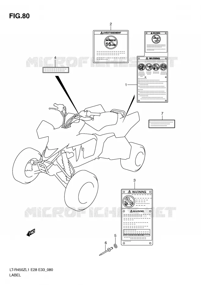 ETIQUETTE (LT-R450L1 E28) Suzuki QUAD 450 QUADRACER 2011  LT-R450L1(E28/E33)