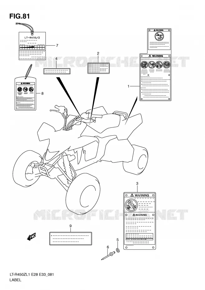 ETIQUETTE (LT-R450L1 E33) Suzuki QUAD 450 QUADRACER 2011  LT-R450L1(E28/E33)