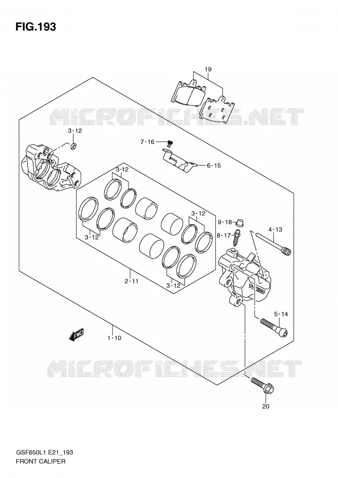 ETRIER DE FREIN AVANT (GSF650SL1 E21) Suzuki MOTO 650 BANDIT 2011  GSF650SL1(E21)