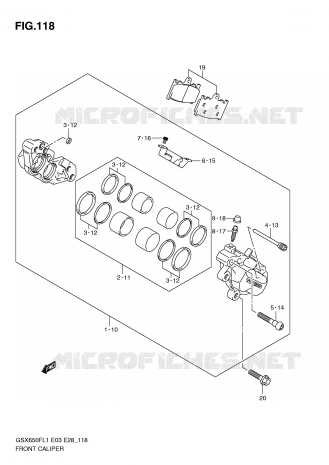 ETRIER DE FREIN AVANT (GSX650FL1 E28) Suzuki MOTO 650 GSX-F 2011  GSX650FAL1(E3/E28)