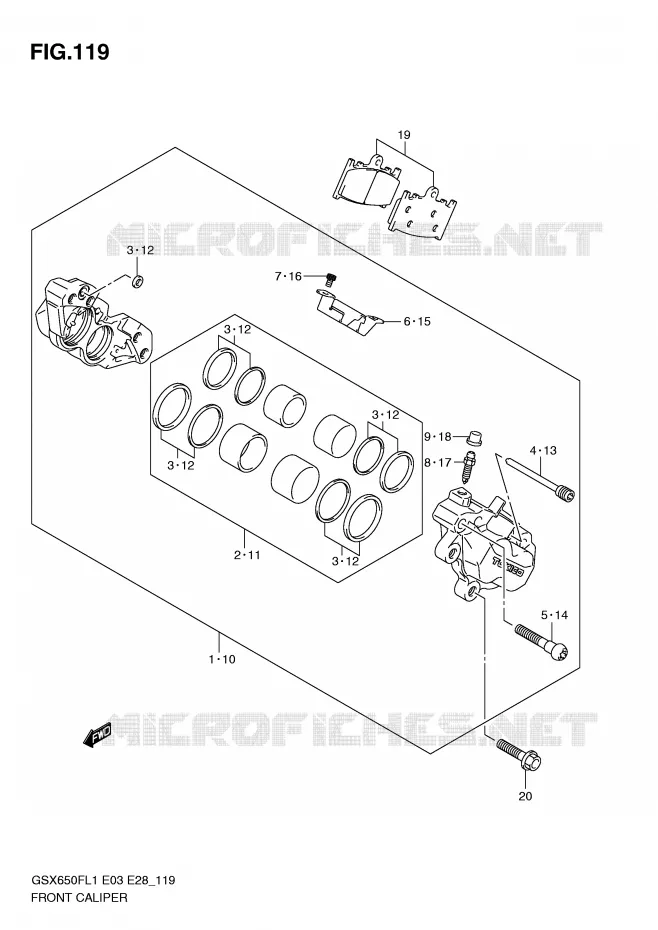 ETRIER DE FREIN AVANT (GSX650FL1 E33) Suzuki MOTO 650 GSX-F 2011  GSX650FAL1(E3/E28)