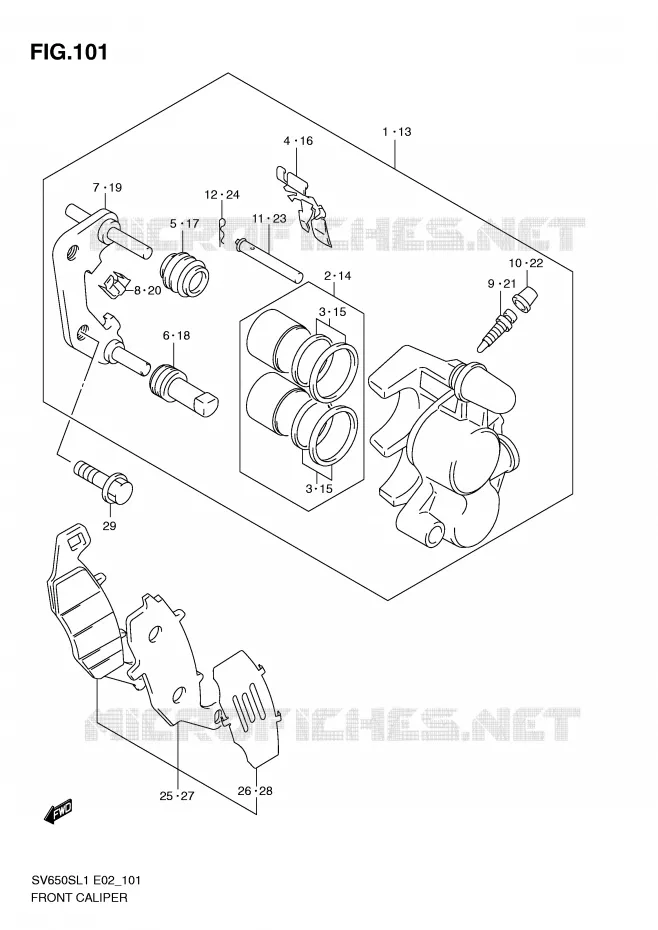 ETRIER DE FREIN AVANT (SV650SUL1 E24) Suzuki MOTO 650 SV 2011  SV650SAL1(E2)