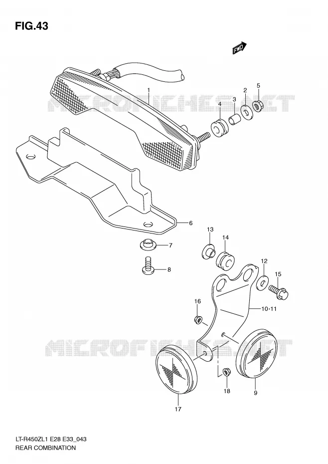 FEU ARRIERE (LT-R450L1 E28) Suzuki QUAD 450 QUADRACER 2011  LT-R450L1(E28/E33)