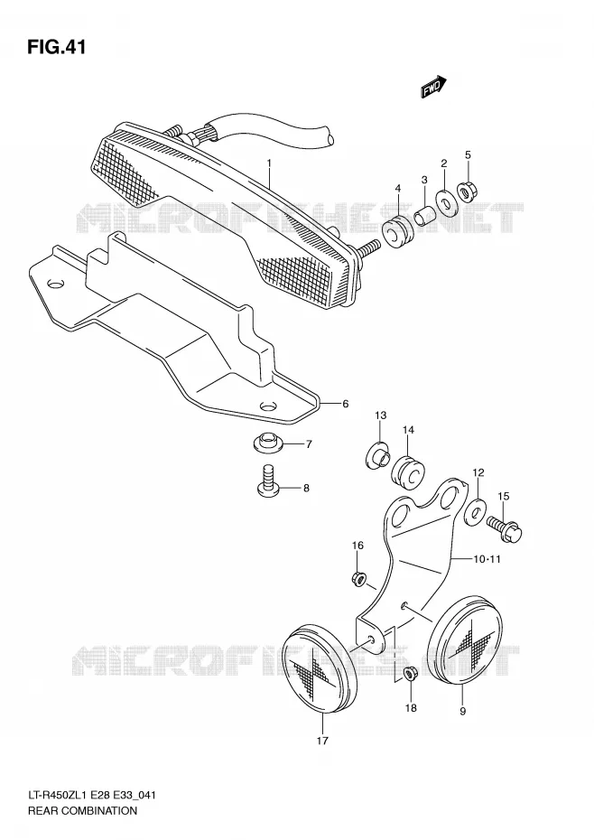 FEU ARRIERE (LT-R450ZL1 E28) Suzuki QUAD 450 QUADRACER 2011  LT-R450L1(E28/E33)