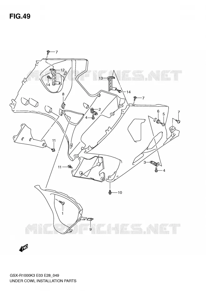 FLANCS DE CARENAGES Suzuki MOTO 1000 GSX-R 2004  GSX-R1000ZK4(E3/E28)