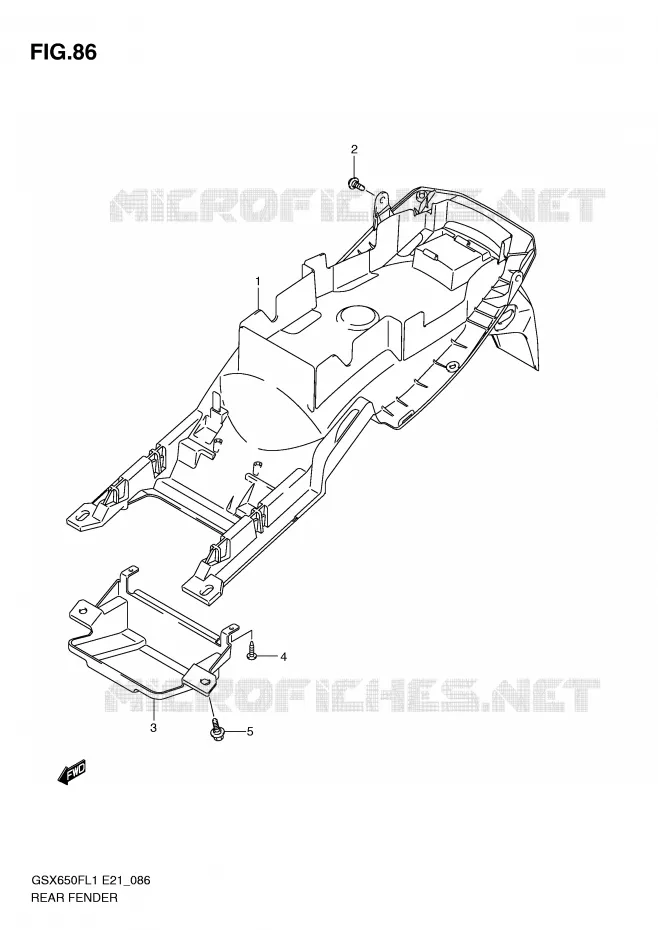 GARDE BOUE ARRIERE (GSX650FUL1 E24) Suzuki MOTO 650 GSX-F 2011  GSX650FAL1(E21)