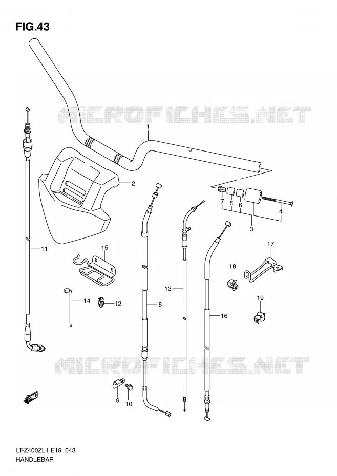 GUIDON (LT-Z400ZL1 E19) Suzuki QUAD 400 QUADSPORT 2011  LT-Z400L1(E19)