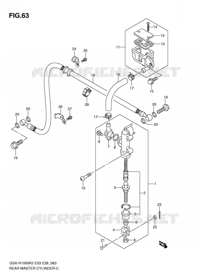 MAITRE CYLINDRE ARRIERE Suzuki MOTO 1000 GSX-R 2005  GSX-R1000K5 (E3)