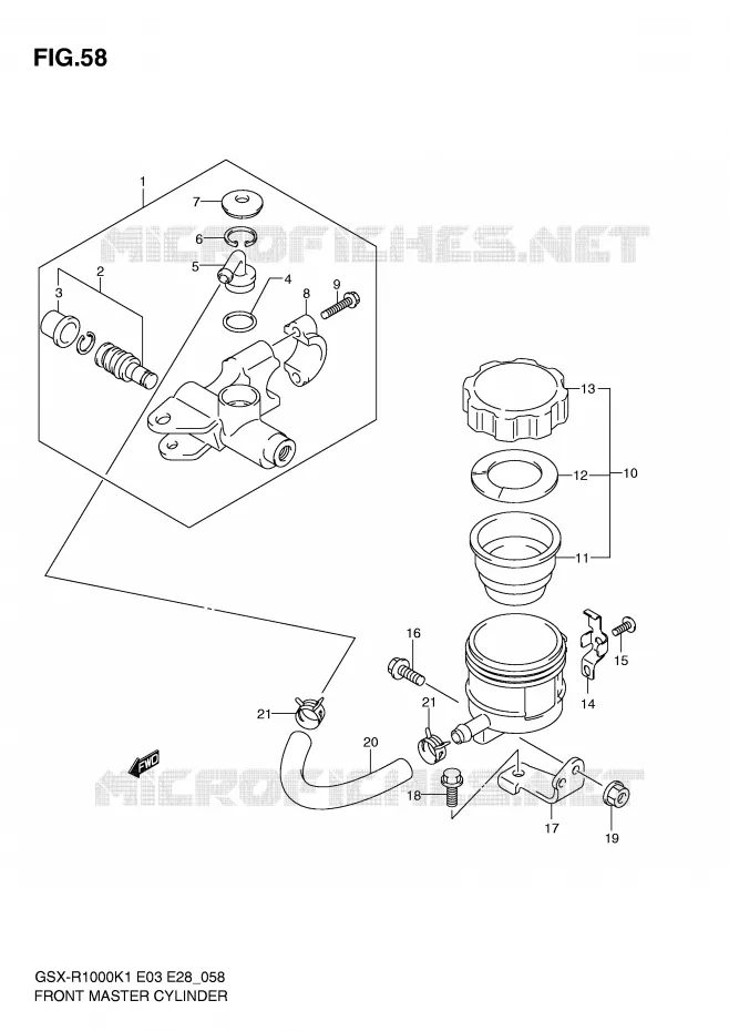 MAITRE CYLINDRE AVANT Suzuki MOTO 1000 GSX-R 2001  GSX-R1000K1(E3/E28)