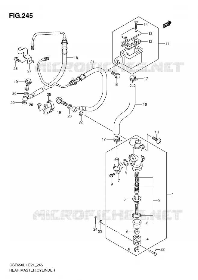 MAITRE CYLINDRE DE FREIN ARRIERE (GSF650SAL1 E21) Suzuki MOTO 650 BANDIT 2011  GSF650UAL1(E21)