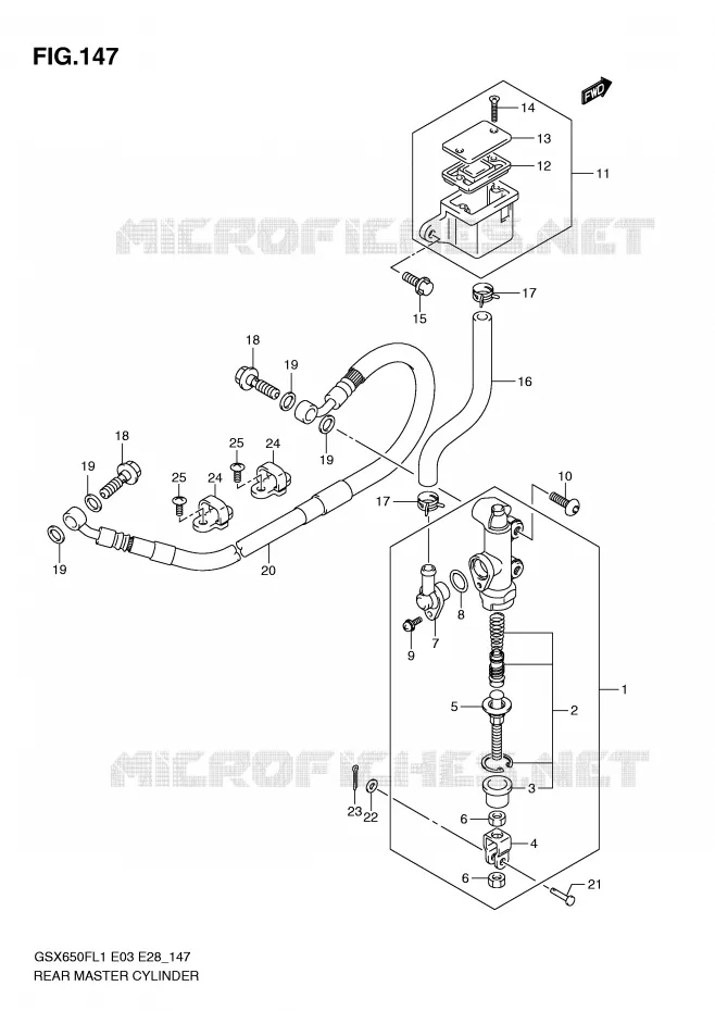 MAITRE CYLINDRE DE FREIN ARRIERE (GSX650FL1 E33) Suzuki MOTO 650 GSX-F 2011  GSX650FL1(E3/E28)