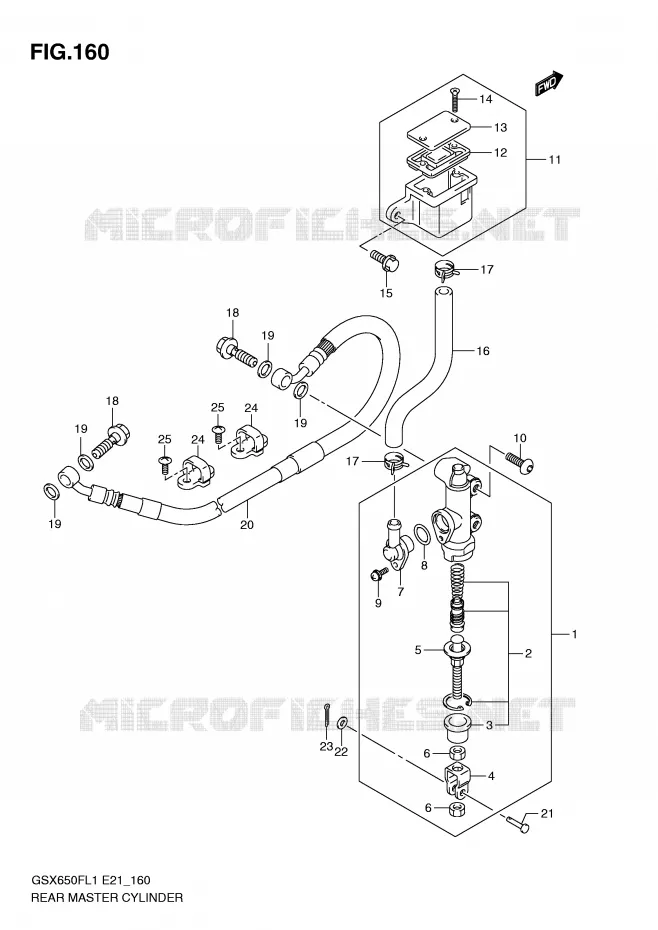 MAITRE CYLINDRE DE FREIN ARRIERE (GSX650FUL1 E21) Suzuki MOTO 650 GSX-F 2011  GSX650FUAL1(E21)