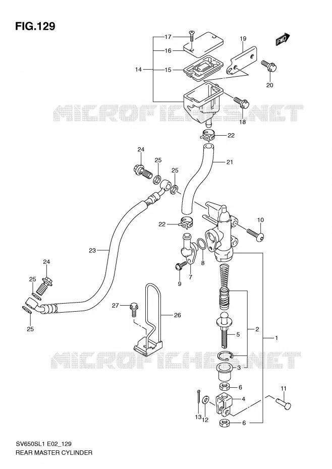 MAITRE CYLINDRE DE FREIN ARRIERE (SV650SUL1 E24) Suzuki MOTO 650 SV 2011  SV650SL1(E2)